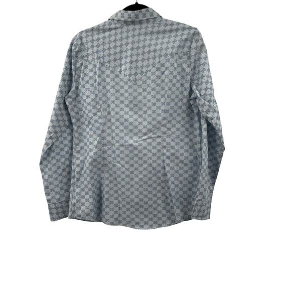 NWT Wrangler Long Sleeve light blue Pattern Western Shirt - Picture 3 of 8